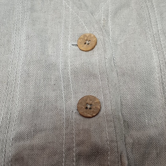 Vintage Coldwater Creek Linen Vest Size 18 Tan Cotton Core Crochet Lace - Picture 5 of 8